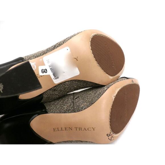 Ellen Tracy Tweed & Black Leather High Heeled Shoes Pumps NWT 10M 3.5" Heel - Picture 5 of 5